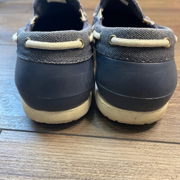 CROCS Beach Line Canvas Boat Shoes Men's Size 8 Navy Stucco Color 202774 Slip On - Picture 9 of 9